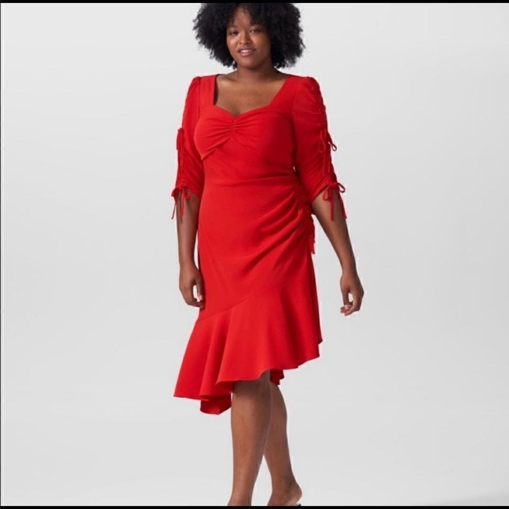 NWOT - Rodarte x Universal Standard Gathered Ruched Red Dress
